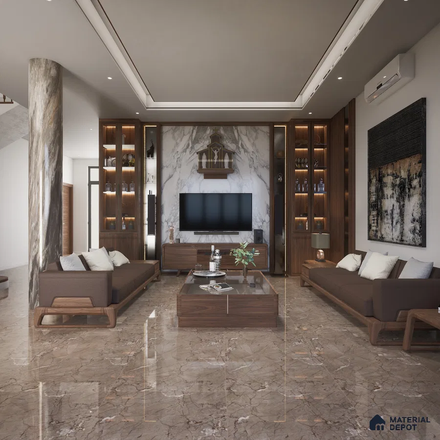 Montana Grey HD Floor Series 600x1200 mm Glossy Finish Floor Tile | Material Depot