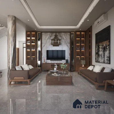 Grey 1200x600 mm Glossy Vitrified Marble Tile | MD-553110 | Material Depot