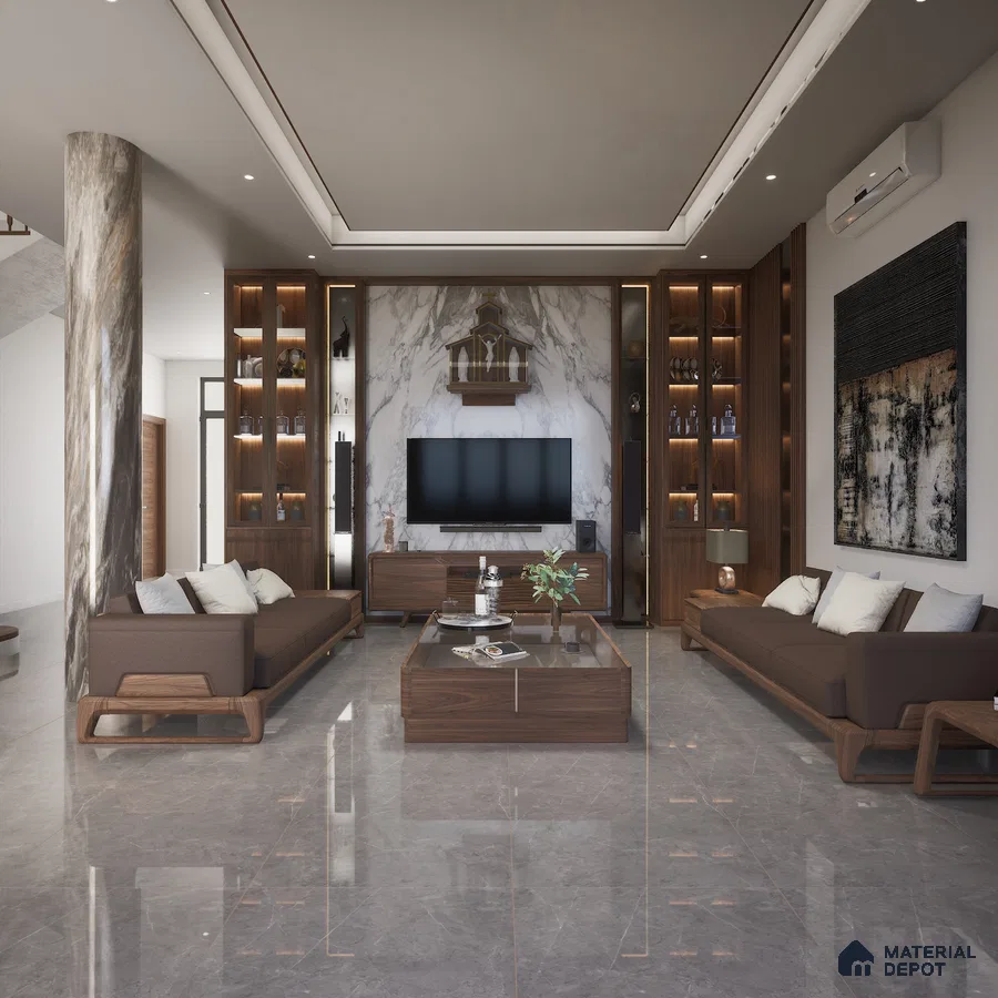 Grey 1200x600 mm Glossy Vitrified Marble Tile | MD-553110 | Material Depot
