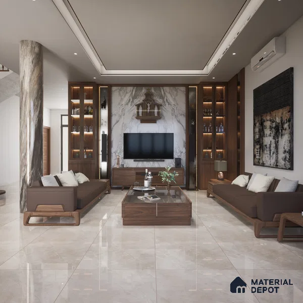Marble Floor & Wall Tile TL 11062 Sienna Veil | 4 ft x 2 ft Carving Finish Vitrified Tile - 9 mm | 4 Random Design | Suitable For Living Room, Bedroom, Bathroom