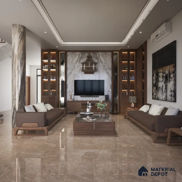 Cement Look Floor & Wall Tile TL 07728 Pietra Nexo Grey 4 ft x 2 ft Vitrified Glossy Finish Tile - 9 mm |  Random 4 | Suitable for Living Room, Bedroom, Bathroom & Kitchen