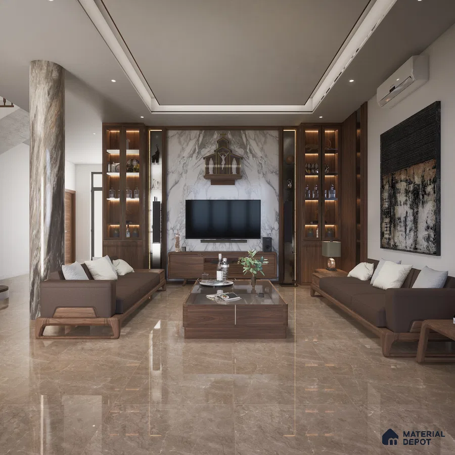 Brown 1200x600 mm Glossy Vitrified Marble Tile | MD-553136 | Material Depot