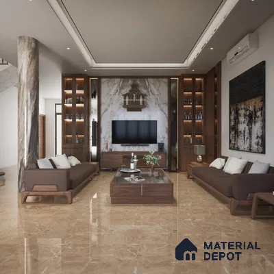 Antique Brown HD Floor Series 600x1200 mm Glossy Finish Floor Tile | Material Depot