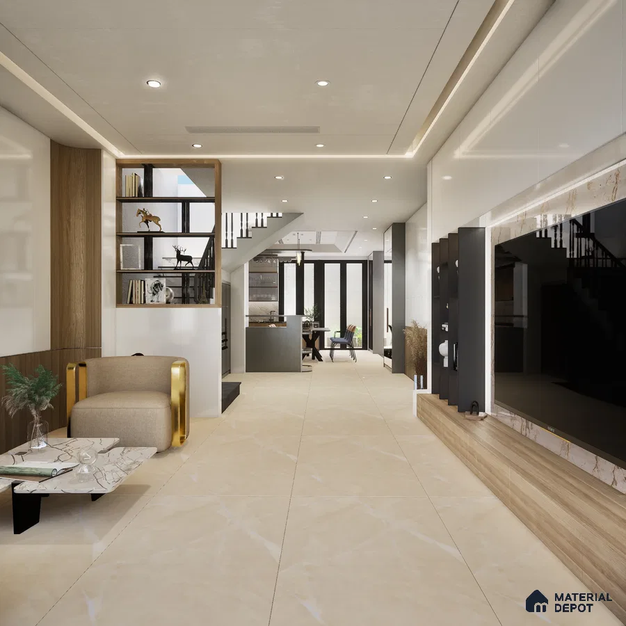 Alessia Beige 1200x600 mm Matte Carving Porcelain Tile - 9 mm | Material Depot
