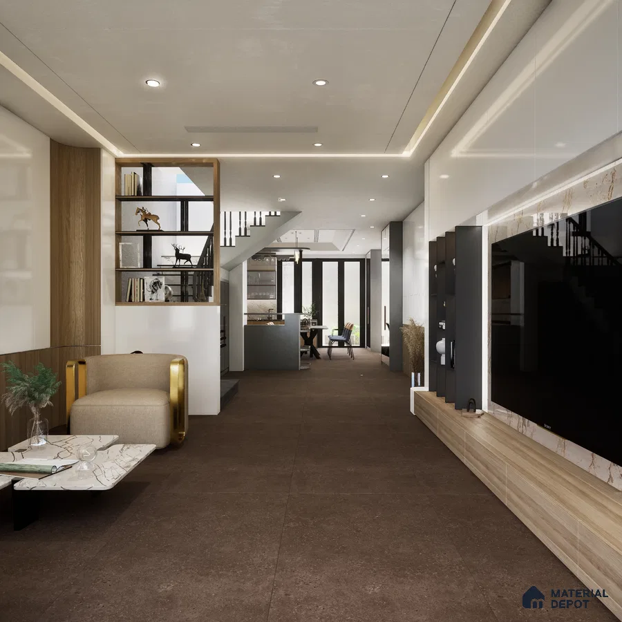 Cemento Coffe Decor Dark - 4 1200x600 mm  Matte Finish Vitrified Tile - 9 mm | Material Depot