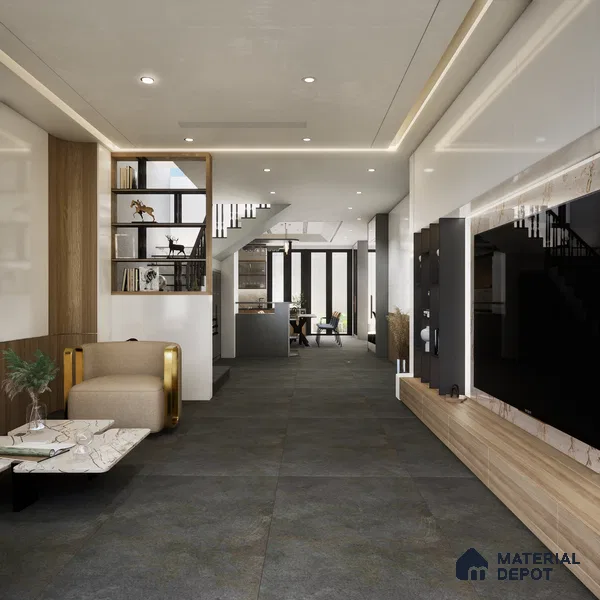 Grey Stone Floor & Wall Tile TL 06739 Gravier Celestial Ember 4 ft x 2 ft Vitrified Carving Matte Finish - 9 mm | 8 Random Design | Suitable for Living Room, Bedroom, Bathroom