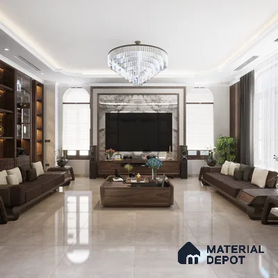 Marble Look Floor & Wall Tile TL 08088 Alboran Beige Endless 4 ft x 2 ft Vitrified Glossy Finish - 9 mm