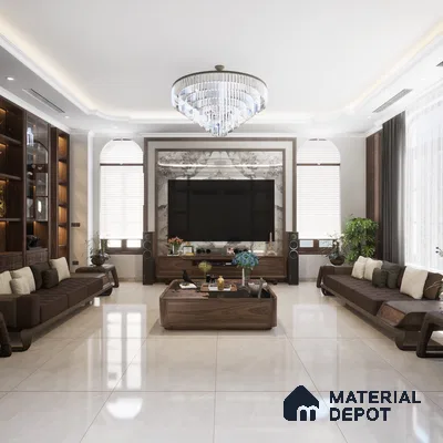 Armani Bianco 1200x600 mm Glossy Finish GVT Tile - 9 mm | Material Depot