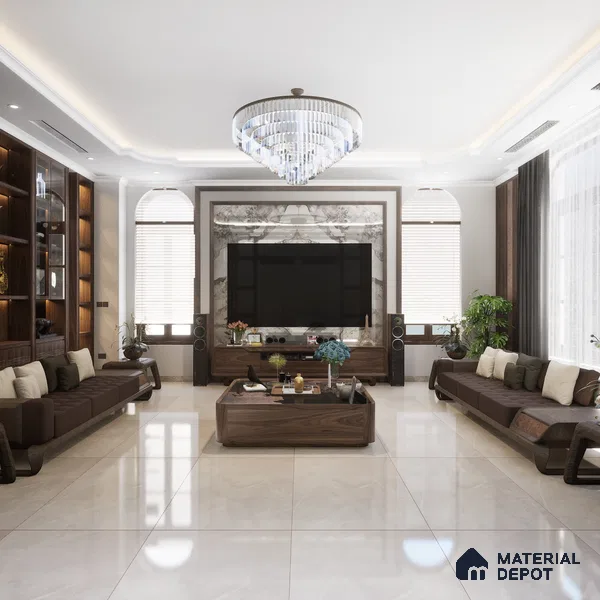 Marble Floor & Wall Tile TL 11069 Luna Veil | 4 ft x 2 ft Glossy Finish Vitrified Tile - 9 mm | 4 Random Design | Suitable For Living Room, Bedroom, Bathroom