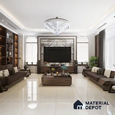 Perlato Bianco 1200x600 mm Glossy Finish Multi Charged Vitrified Tile - 9.5 mm | Material Depot