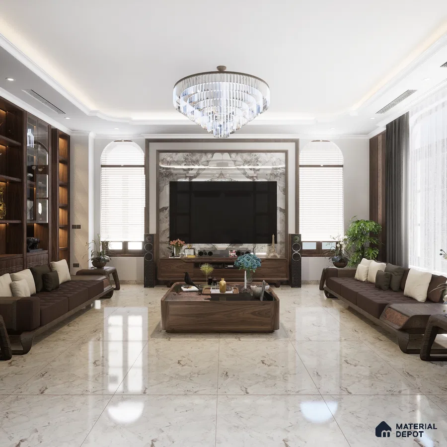 Gemas Ash 1200x600 mm Glossy Finish GVT Tile - 9.5 mm | Material Depot