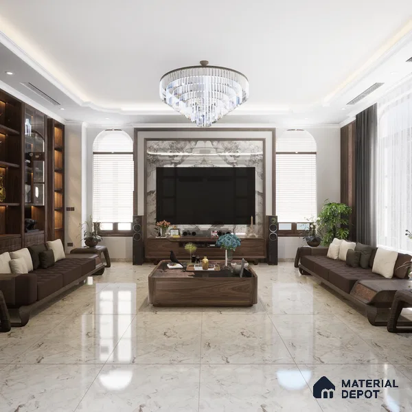 Marble Look Wall & Floor Tile TL 08889 | Glossy Finish 4 ft x 2 ft Vitrified Tile - 9 mm | Suitable For Kitchen, Bathroom, Bedroom & Office