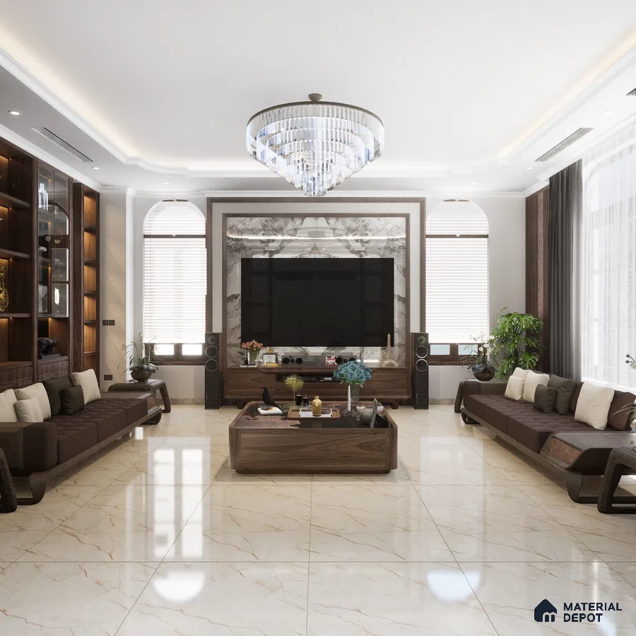 Indus Beige 1200x600 mm Glossy Finish GVT Tile - 9.5 mm | Material Depot