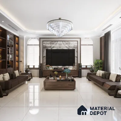 Atlas Bianco 1200x600 mm Glossy Finish GVT Tile - 9.5 mm | Material Depot