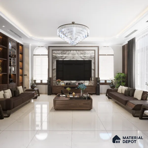 Marble Look Wall & Floor Tile TL 08884 | Glossy Finish 4 ft x 2 ft Vitrified Tile - 9 mm | Suitable For Kitchen, Bathroom, Bedroom & Office
