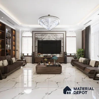 Marble Floor & Wall Tile TL 02210 Chrome White 4 ft x 2 ft Glossy Finish Vitrified Tile - 9 mm (Random 5 )