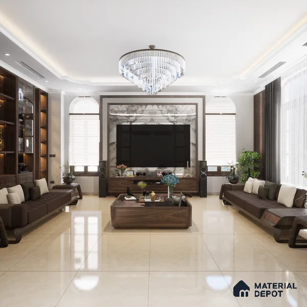 Marble Wall & Floor Tile TL 05139 Marblis Beige Mirage 4 ft x 2 ft Vitrified Endless Glossy Finish - 9 mm (Random 4) | Suitable for Living Room, Bedroom & Bathroom
