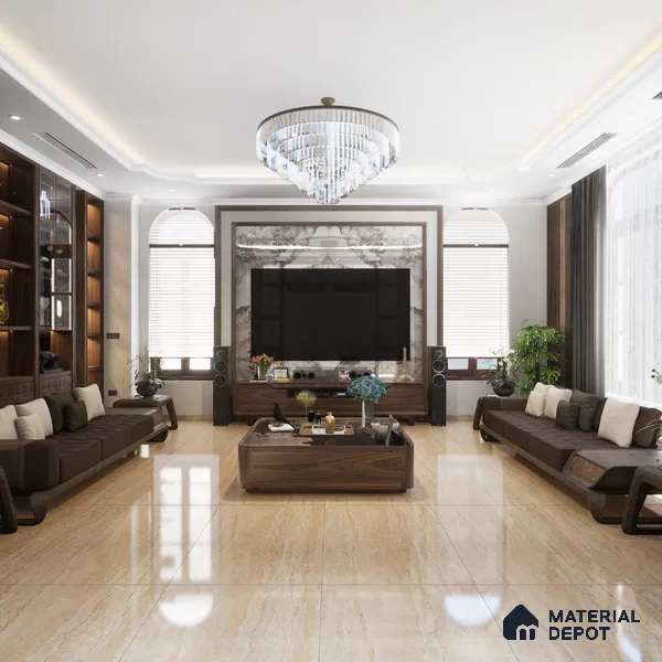 Marble Wall & Floor Tile TL 05140 Marblis Mahogany Marble 4 ft x 2 ft Vitrified Endless Glossy Finish - 9 mm (Random 2) | Suitable for Living Room, Bedroom & Bathroom