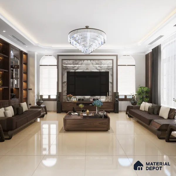 Marble Wall & Floor Tile TL 05144 Marblis Golden Dune 4 ft x 2 ft Vitrified Glossy Finish - 9 mm (Random 4) | Suitable for Living Room, Bedroom & Bathroom