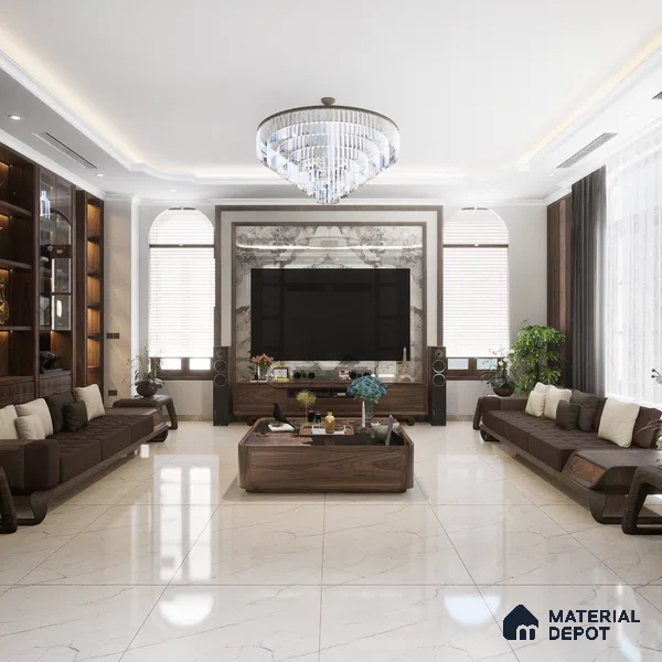 Marble Wall & Floor Tile TL 05114 Marblis Crystal Veil 4 ft x 2 ft Vitrified Endless Glossy Finish - 9 mm (Random 4) | Suitable for Living Room, Bedroom & Bathroom