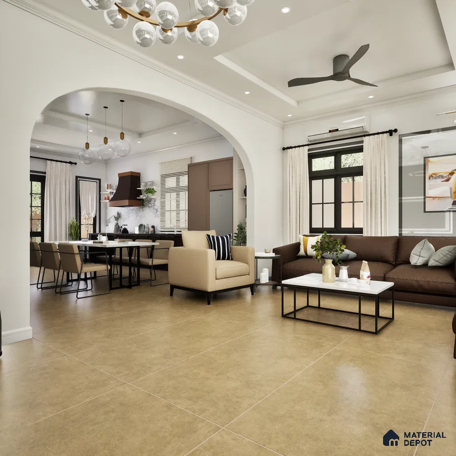 Rainbow Caramel 1200x600 mm Matte Finish Rustic Collection GVT Floor and Wall Tile - 9 mm | Material Depot