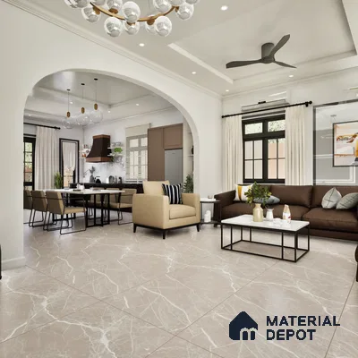 Albestone Beige 1200x600 mm Endless Carving Surface GVT Tile - 9 mm | Material Depot