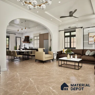 Oyster Brown 1200x600 mm Endless Carving Surface GVT Tile - 9 mm | Material Depot