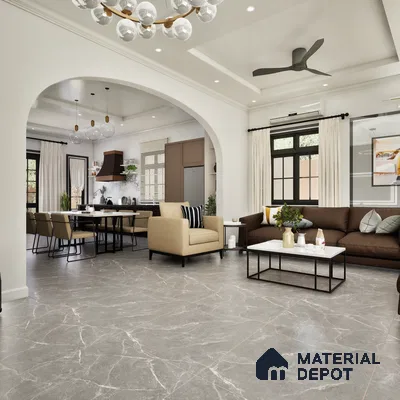 Oyster Grey 1200x600 mm Endless Carving Surface GVT Tile - 9 mm | Material Depot