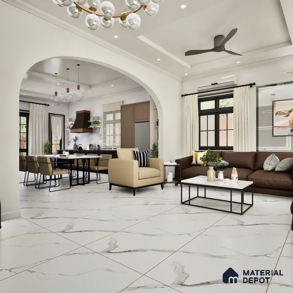 Marble Look Wall & Floor Tile TL 09016 | Matte Finish 4 ft x 2 ft Vitrified Tile - 9 mm | Suitable For Kitchen, Bathroom, Bedroom & Office