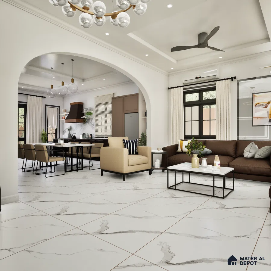 Serendy Grey 1200x600 mm Endless Carving Surface GVT Tile - 9 mm | Material Depot