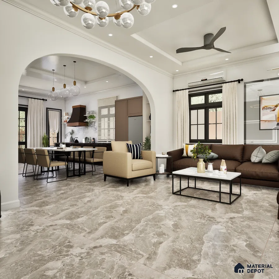 Stonice Grey 1200x600 mm Matte Carving Tile | Material Depot