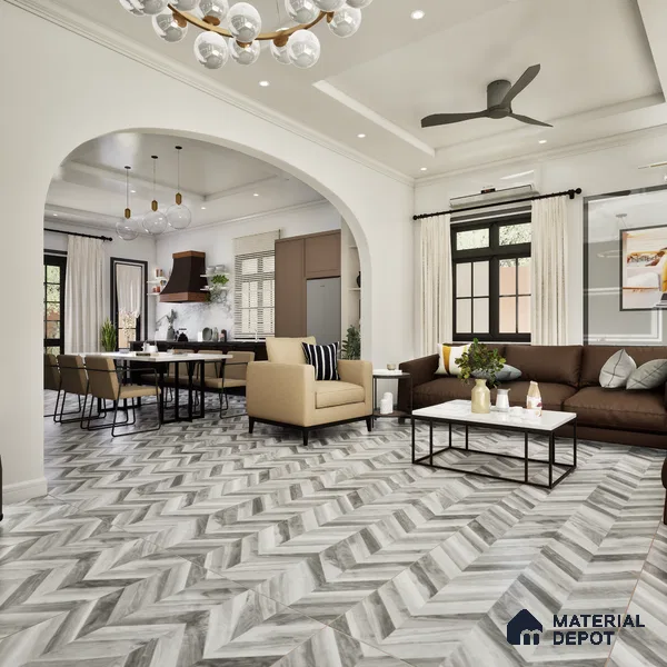Wooden Wall & Floor Tile TL 05123 B Mokuzai Charcoal Mist 4 ft x 2 ft Vitrified Endless Matte Finish - 9 mm  | Suitable for Living Room, Bedroom & Bathroom