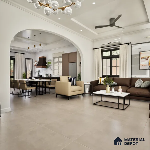 Cement Floor & Wall Tile TL 06134 G Elegance Grey 4 ft x 2 ft Vitrified Matte Finish - 9 mm | 4 Random Design | Suitable For Living Room, Bedroom, Bathroom, Kitchen