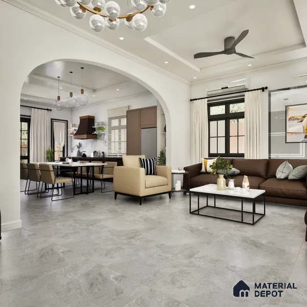 Marble Floor Tile TL 06315 Orio Gris 2 ft x 2 ft Vitrified Matte Finish - 9 mm | Suitable for Living Room, Bedroom, Bathroom