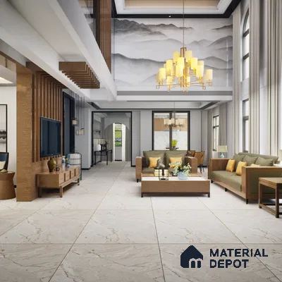 Native White 1200x600 mm Carving Surface GVT Tile - 9 mm | Material Depot