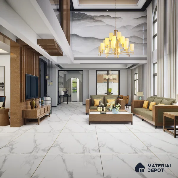 Floor & Wall Tile TL 10988 | Florest White | 4 ft x 2 ft Crits Micro Matte Finish Porcelain Tile - 9 mm | 4 Random Design | Suitable for Living Room, Bedroom, Dining & Bathroom | 3 mm Spacer Required