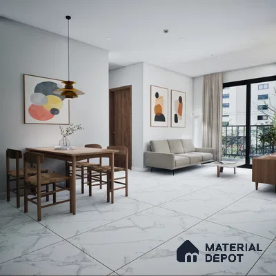 Miami Statuario 1200x600 mm Endless Carving Surface GVT Tile - 9 mm | Material Depot