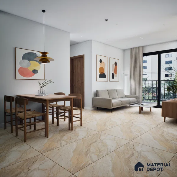 Endless Marble Floor & Wall Tile TL 10862 Blossaria Beige 4 ft x 2 ft Glossy Finish Vitrified Tile - 9 mm | 5 Random Designs | Suitable for Living Room, Bedroom & Kitchen