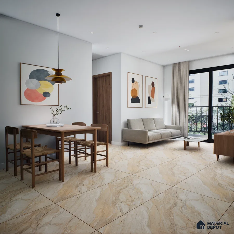 Brown 1200x600 mm Glossy Vitrified Carving Tile | MD-553080 | Material Depot
