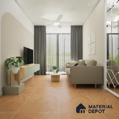 Petra Brown 1200x600 mm Carving Surface GVT Tile - 9 mm | Material Depot
