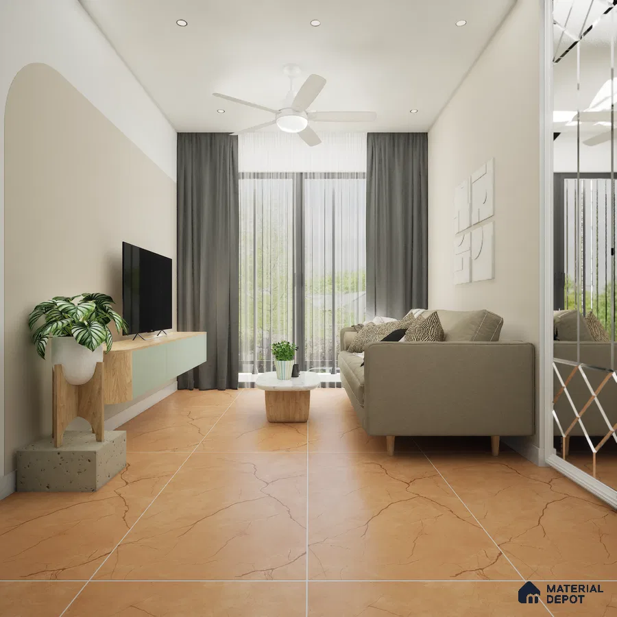Petra Brown 1200x600 mm Carving Surface GVT Tile - 9 mm | Material Depot
