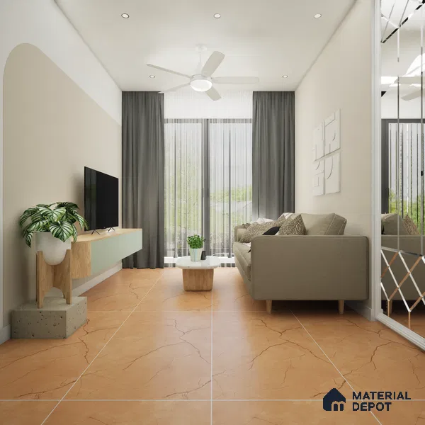 Marble Wall & Floor Tile TL 11049 Umber Rift | 4 ft x 2 ft Carving Finish Vitrified Tile - 9 mm | 6 Random Design | Suitable For Living Room, Bedroom, Bathroom