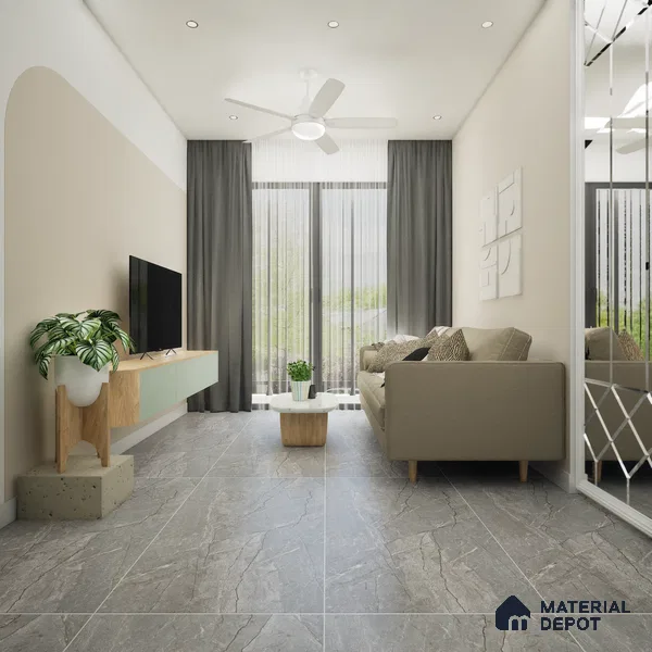 Marble Floor & Wall Tile TL 09245 Euri Mist Glit 4 ft x 2 ft Infinia Fusion Finish Vitrified Tile - 9 mm | 4 Random Design | Suitable For Living Room, Bedroom, Dining Area