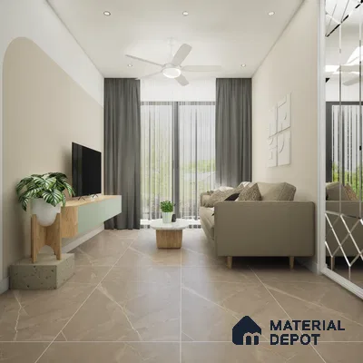 Unica Gris 1200x600 mm Carving Surface GVT Tile - 9 mm | Material Depot