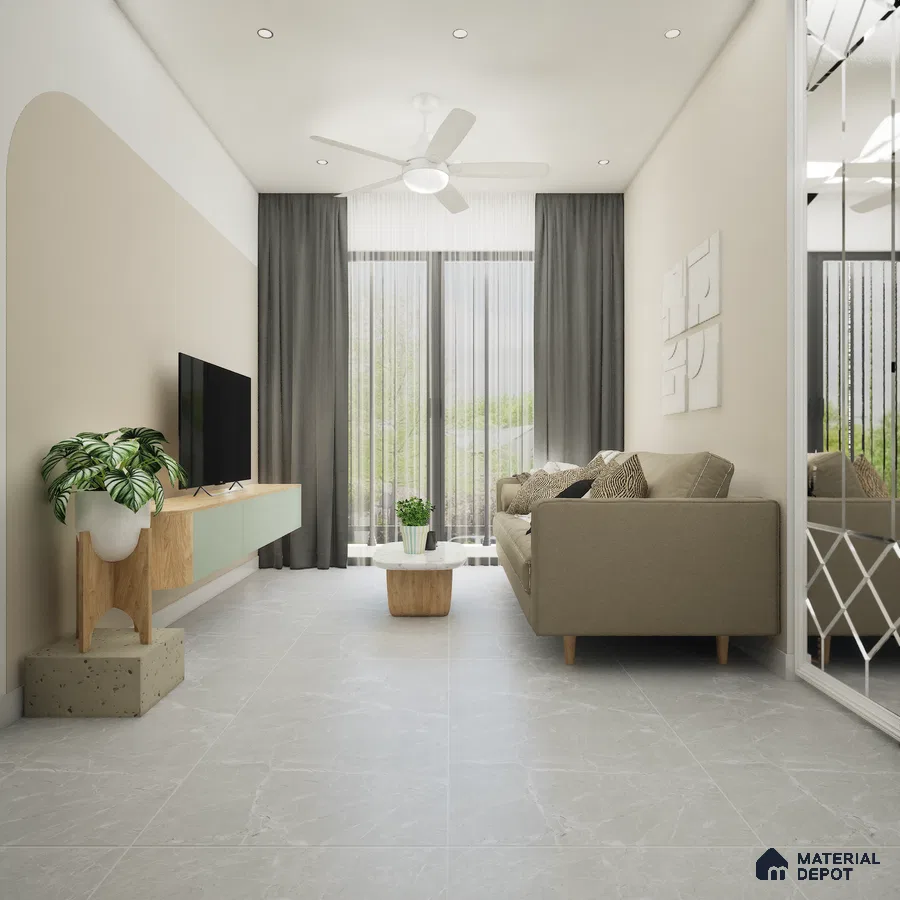 Arizona Grey 1200x600 mm Carving Surface GVT Tile - 9 mm | Material Depot