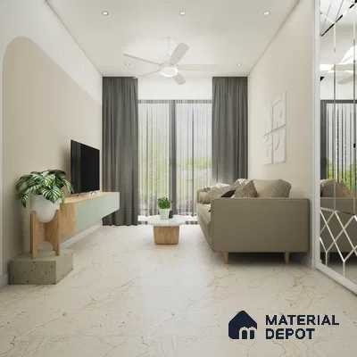 Dunexa Beige 1200x600 mm Carving Surface GVT Tile - 9 mm | Material Depot