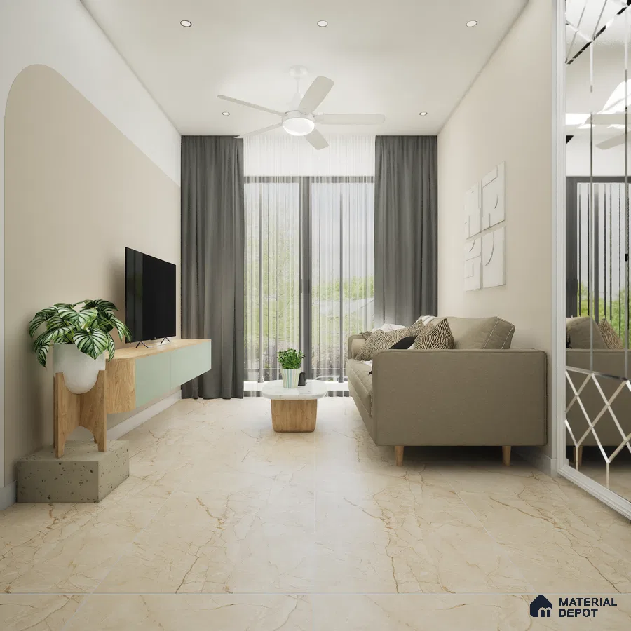 Estello Brown 1200x600 mm Carving Surface GVT Tile - 9 mm | Material Depot