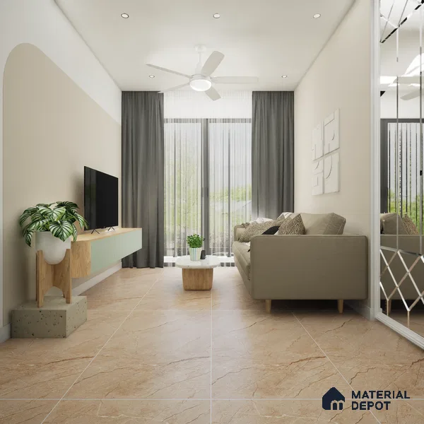 Marble Floor & Wall Tile TL 09245 Euri Mist Glit 4 ft x 2 ft Infinia Fusion Finish Vitrified Tile - 9 mm | 4 Random Design | Suitable For Living Room, Bedroom, Dining Area