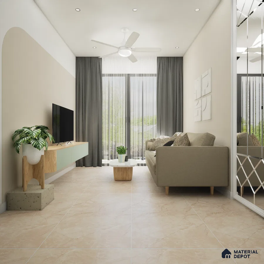 Armano Crema 1200x600 mm Endless Carving Surface GVT Tile - 9 mm | Material Depot