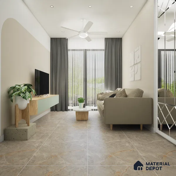 TL 08701 B Brown 4 ft x 2 ft Glossy Finish Vitrified Floor & Wall Tile - 8.5 mm